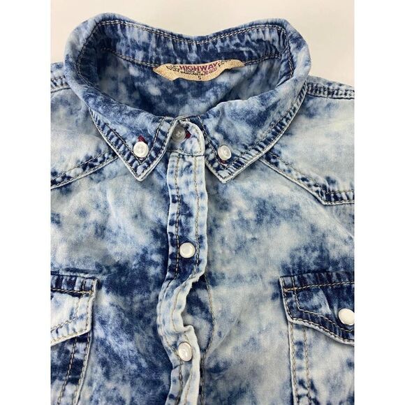 Vintage Highway Jeans Acid Washed Pearl Snap Western Shirt 80s - Size Small - Picture 4 of 10